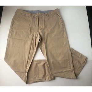 Tommy Hilfiger Custom Fit Chino Pants Men's 36x29 Tan Flat Front Cuffed